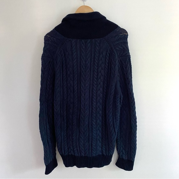 J Crew Navy Shawl Neck Cable Knit Cardigan - Picture 4 of 4